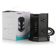 ISelector Charging Station with 4 USB, 8 AC Outlet and Power Cord 6.5 Feet (Black) N4