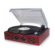 TechPlay ODC15 3 Speed Wooden Retro Classic Turntable with FM Radio, Headphone Jack and Built in Speakers, wood...