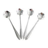 YOHA Creative Floral Coffee Spoon Delicate Teaspoon Sugar Dessert Spoon Ice Cream Spoon Scoop(4 pcs,B) N8