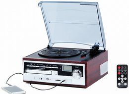 TechPlay ODC174WD SP, 3 speed turntable W/Cassette Player, Radio with presets, AUX in, RCA out, USB SD MP3 Encoding... N12