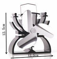 12.5cm Mini Heat Powered Stove Fan For Small Space Wood / Log Burner/Fireplace - Eco Friendly(Black) N10