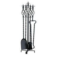 Iron Material Black Color Twirling 5 Piece Fireplace Tool Set Features A Beautiful Tool Set And Each Piece Has...