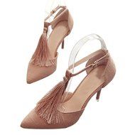 Spritech(TM) Women Girl Summer Tassels Decorated Strap High Heel Stiletto Pumps Shoes Camel 39 N6