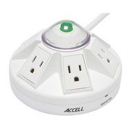 Accell D080B-012K Powramid 6-Outlet Surge Protector - 1080 Joules, 4-Foot (1.2-Meter) Cord, White, UL Listed N4