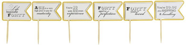 All About Details Gold Matte 40th Birthday Quotes Cupcake Toppers, Set of 12