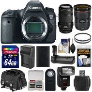 Canon EOS 6D Digital SLR Camera Body with 24-70mm f/2.8 L II &amp; 70-300mm IS Lenses + 64GB Card + Case + Flash +... N6