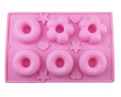 yueton 6 Cavity Silicone Donut Pan Tray with Heart and Star Mold, Doughnut Maker, DIY Baking Tool Biscuit Cookie... N2