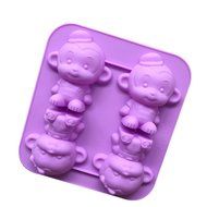 4 Little Monkey Body Shape Silicone Fondant Cake Mold Chocolate Soap Candle Mould