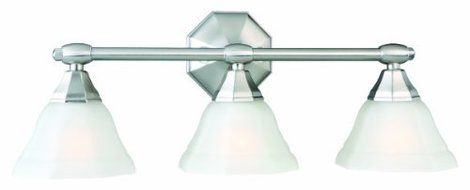 Design House 517938 Barcelona 3 Light Vanity Light Fixture, Satin Nickel Finish with Frosted White Glass by Design...