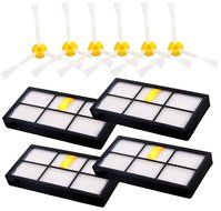 6pcs 3-Armed Side Brush + 8pcs HEPA Filter for Roomba 880 870 980, I-clean for iRobot Roomba Vacuum Replacement... N8