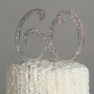 60 Cake Topper for 60th Birthday or Anniversary Silver Party Supplies Decoration Ideas N2