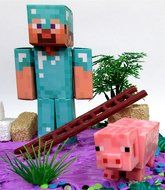13 Piece MINECRAFT Themed Birthday Cake Topper Set Featuring Minecraft Characters and Decorative Themed Accessories N3