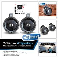 Pyle PLUTVA102 Waterproof Dual Wakeboard Speaker and Amplifier Sound System Kit, Includes (2) 4&#039;&#039; Marine Grade... N5