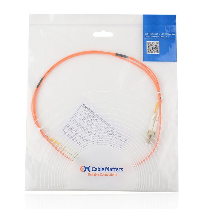 Cable Matters 10Gb 40Gb Multimode OM3 Duplex 50/125 OFNP Fiber Patch Cable LC to LC - 10m N44