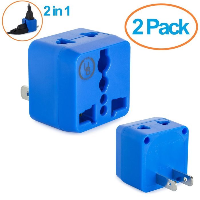 Yubi Power 2 in 1 Universal Travel Adapter with 2 Universal Outlets - Built in Surge Protector - 5 Pack - Green... N2