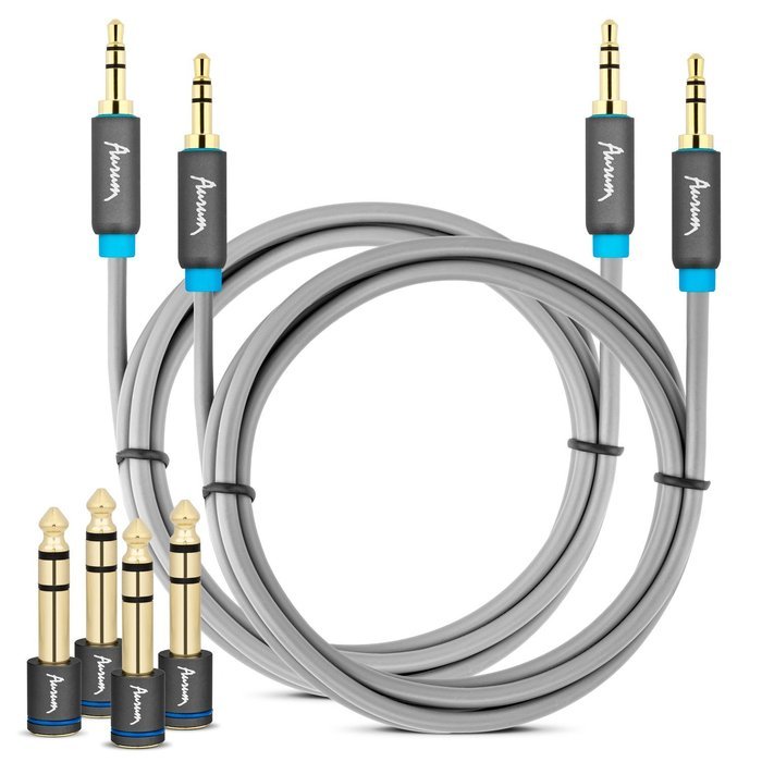 Aurum Cables Male to Male 3.5mm Universal 24K Gold Plated Auxiliary Audio Stereo Cable with 4 6.35mm Male to 3.5mm... N20