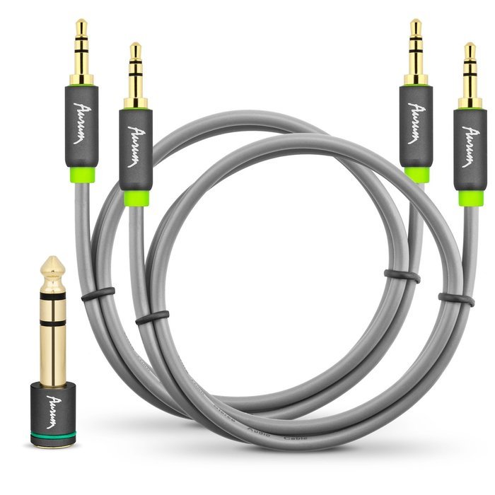 Aurum Cables Male to Male 3.5mm Universal 24K Gold Plated Auxiliary Audio Stereo Cable with 4 6.35mm Male to 3.5mm... N21