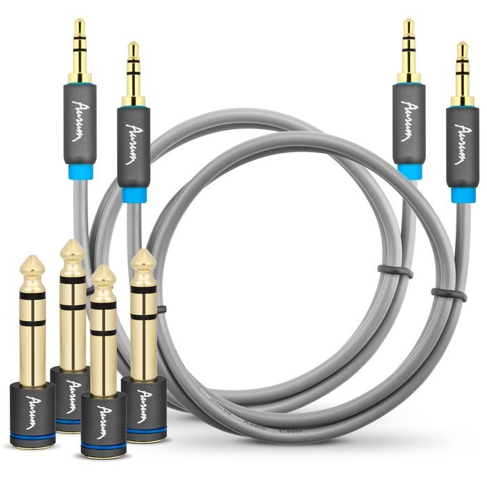Aurum Cables Male to Male 3.5mm Universal 24K Gold Plated Auxiliary Audio Stereo Cable with 4 6.35mm Male to 3.5mm... N22