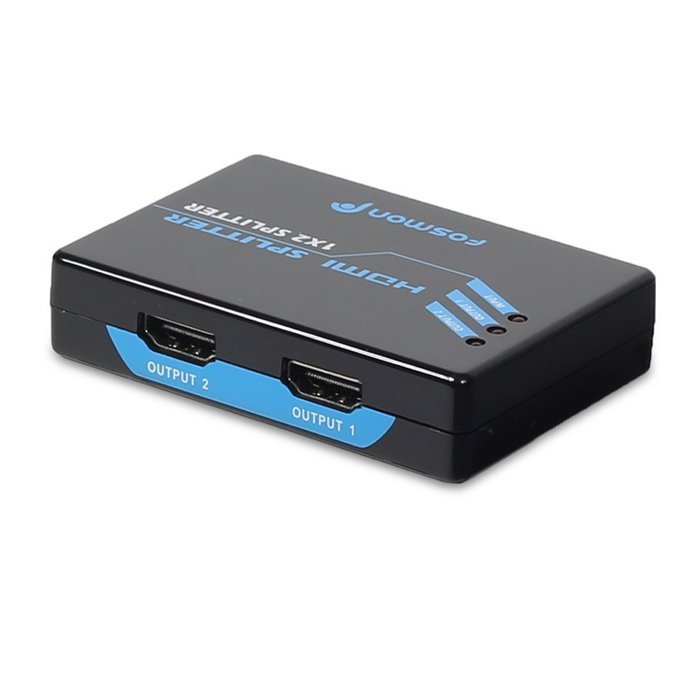 HDMI Splitter, Fosmon Digital 1X2 HDMI Switch for Full HD 1080P Support 3D HDCP (One Input To Two Outputs)