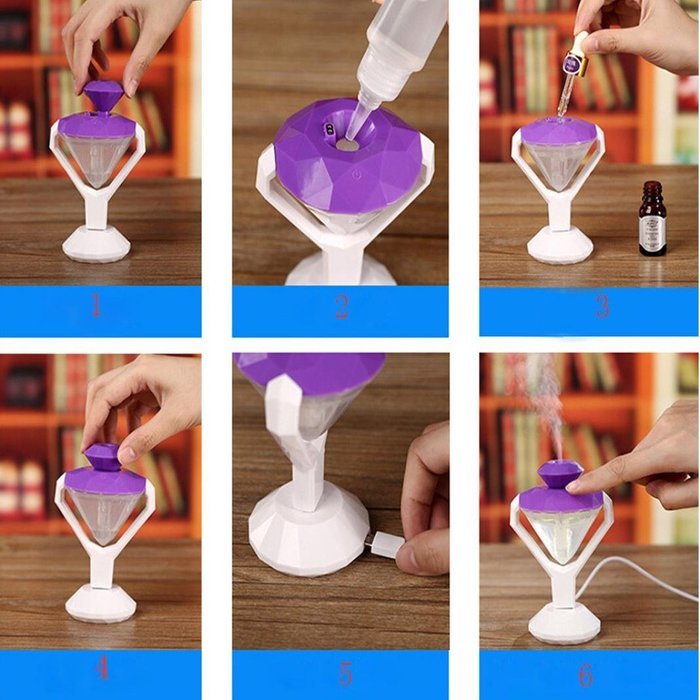 Dacawin USB Diamond Shape Mini Humidifier Manufacturer Of Diffuser Mist Air Purifier (Blue) N8
