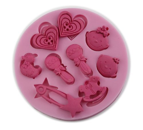 Autek Baby Shower Fondant Mold Silicone Sugar Craft Mold Flower Cake Decorating DIY #3DMold-91 N2