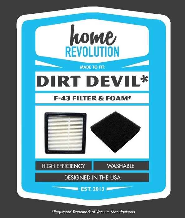 Dirt Devil F43 Home Revolution Brand Replacement Filter and Foam; Made To Fit Dirt Devil EasyLite Cyclonic Vacuum... N3