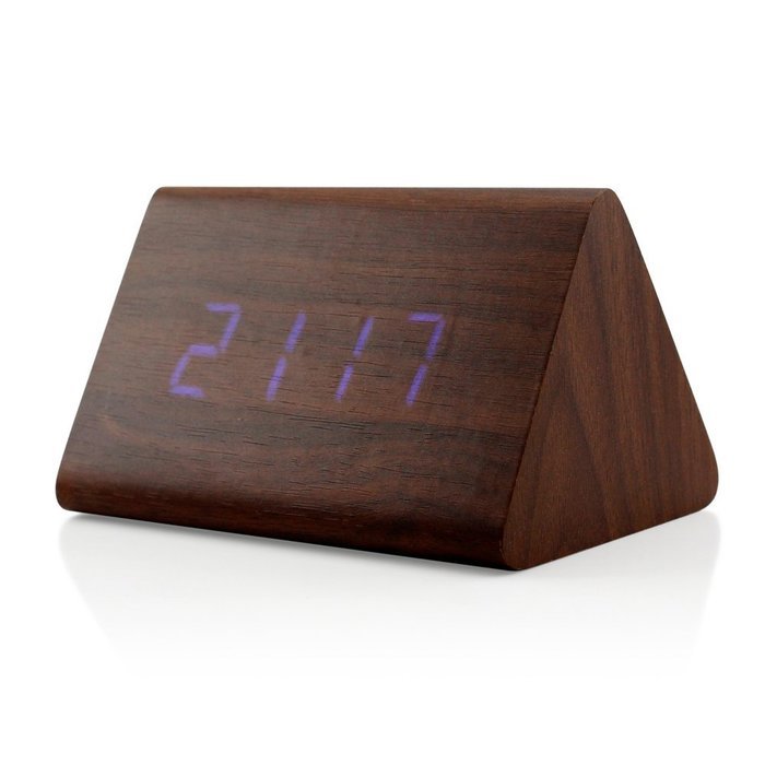 GEARONIC TM Modern Triangle Wood LED Wooden Alarm Digital Desk Clock Thermometer Classical Timer Calendar Updated... N19