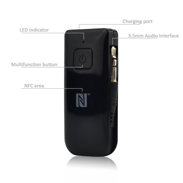 Disnix A6 Mini Wireless Audio Receiver 3.5mm Bluetooth V4.0 Car Stereo Adapter A2dp with Apt-x & NFC &ndash; Ideal for...