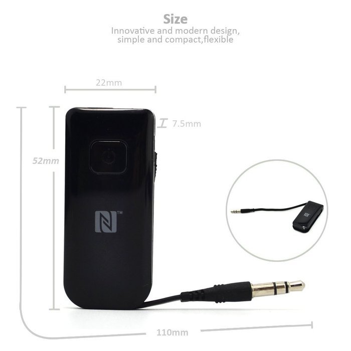 Disnix A6 Mini Wireless Audio Receiver 3.5mm Bluetooth V4.0 Car Stereo Adapter A2dp with Apt-x & NFC &ndash; Ideal for... N4