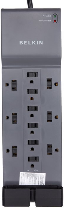 Belkin 12-Outlet Power Strip Surge Protector with 8-Foot Power Cord and Telephone / Ethernet / Coaxial Protection...