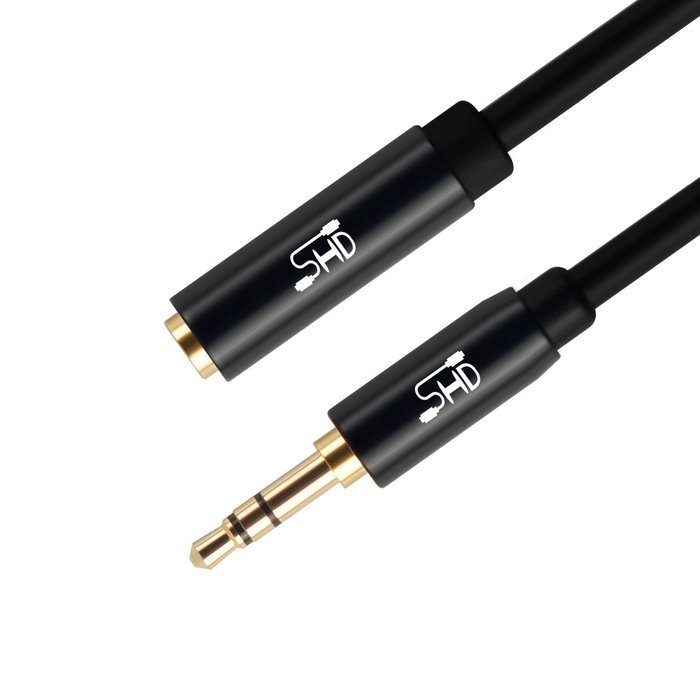 Super HD 3.5mm Aux Stereo Audio Extension Cable Slim Male to Female Type 24K Gold Plated Step Down Design Metal... N12