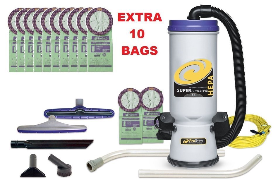 NEW More Powerful Proteam Super CoachVac 10 QT Backpack Vacuum Cleaner Quart Coach vac N3