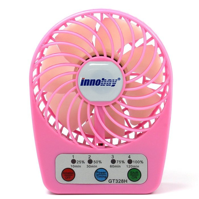 Innobay&reg; Mini Handy Portable Rechargeable Fan Operated by Built-in Lithium Battery, 7 blades, 4 Speeds of Air... N19