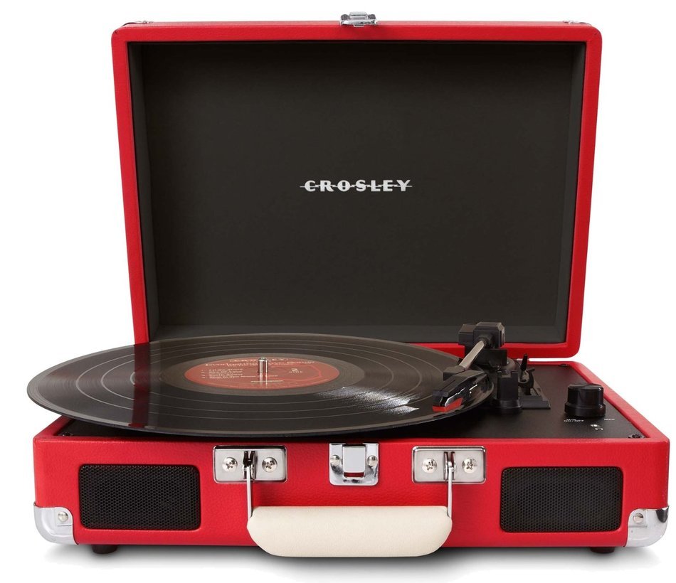 Crosley CR8005D-PI Cruiser Deluxe Portable 3-Speed Turntable with Bluetooth, Pink N72