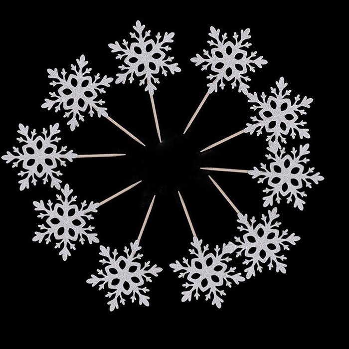 FENICAL Cupcake Toppers Toothpicks Snowflake Cupcake Topper Wedding Birthday Party Favor Cupcake Decorations 10pcs