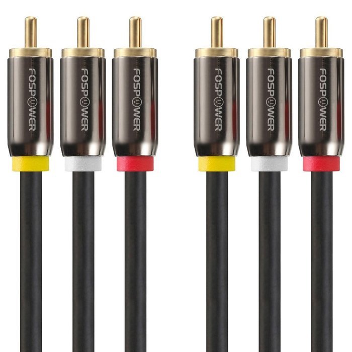 FosPower [3 FT] 3RCA Male to 3RCA Male RWY Plugs, Composite Video & Stereo Audio Connectors Cable for DVD Players...
