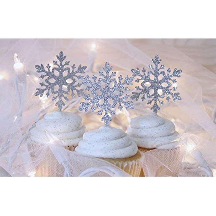 FENICAL Cupcake Toppers Toothpicks Snowflake Cupcake Topper Wedding Birthday Party Favor Cupcake Decorations 10pcs N3