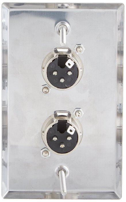 Seismic Audio SA-PLATE40 Stainless Steel Wall Plate Dual XLR Male Connectors for Cable Installation N2