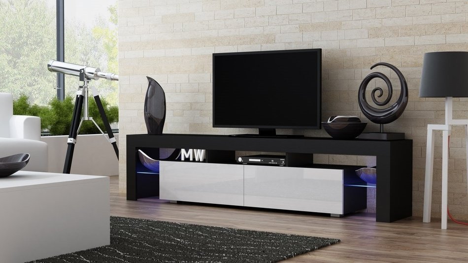 TV Stand MILANO 200 Black Body / Modern LED TV Cabinet / Living Room Furniture / Tv Cabinet fit for up to 90-inch... N9