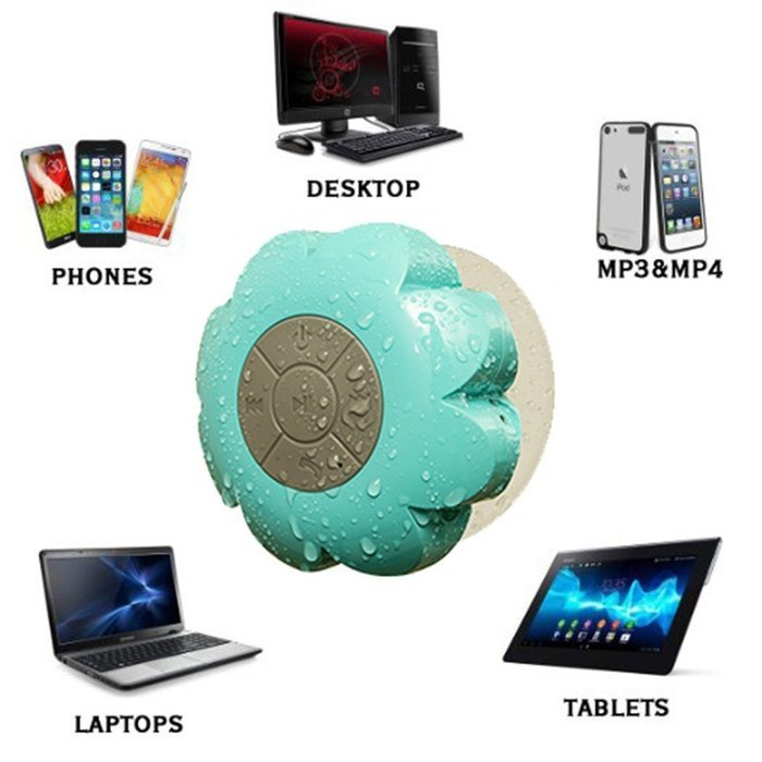 Asunflower&reg; Self-Timer Bluetooth Shower Speaker-Waterproof Wireless&Hands-free Portable-Dedicated Suction Cup... N6