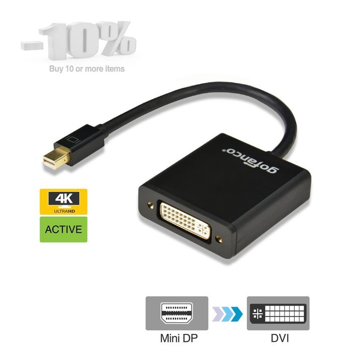 gofanco [5-pack] Gold Plated 6 Feet Mini DisplayPort to DVI Adapter Cable (Black) - Thunderbolt 2 Compatible for... N16