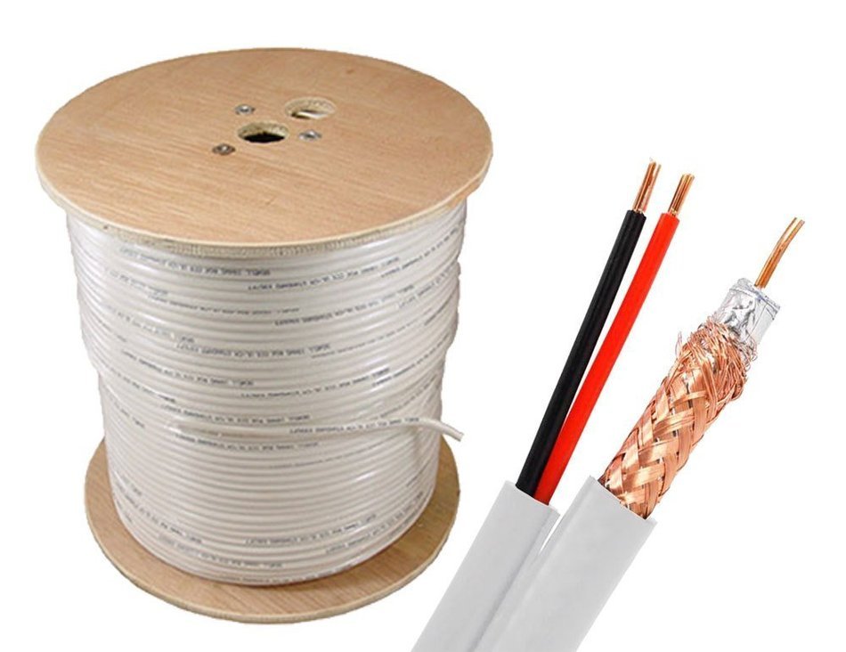 Sewell Direct SW-29989 Bulk RG59 and Power Siamese Cable PE Jacket, 500 Feet Spool, 18 AWG, for Outdoor Cable... N2