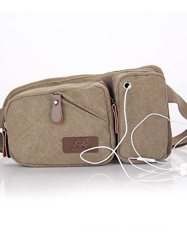 SB@New Men's Canvas Pockets With Headphone Jack Fashion Sports Man Bag , coffee
