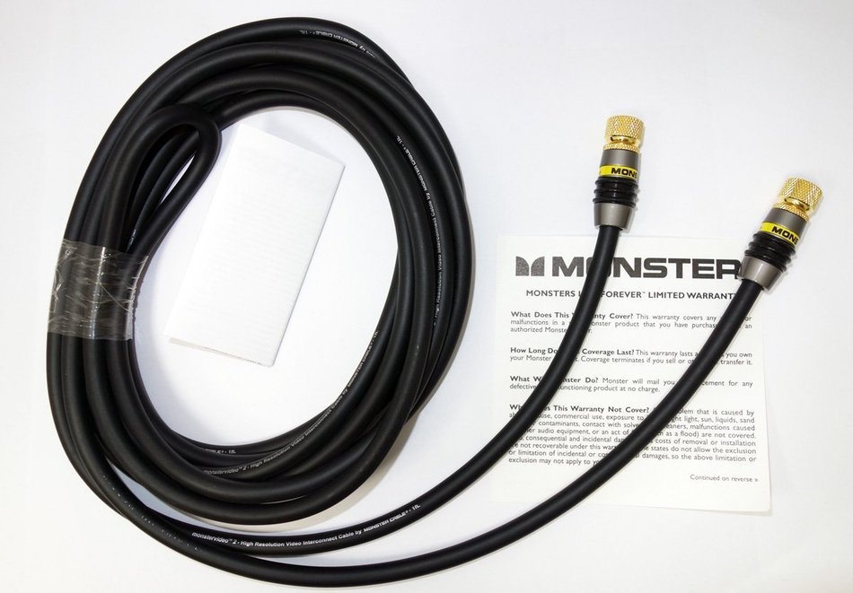 Monster MV2F-4M 4-Meter High Resolution Coaxial F-pin Video Cable (13.12 ft.)(No Frills Packaging)