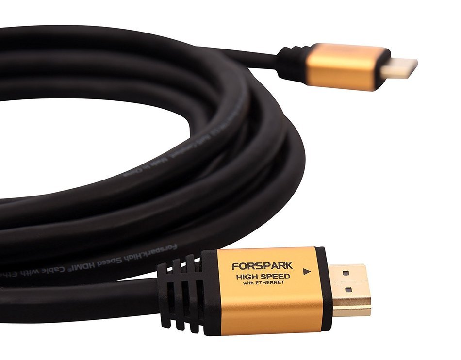 FORSPARK High Speed Ultra HDMI Cable with Ethernet and Supports 4K, 3D, 1080p, 10-Feet, Matt Gold Case N7