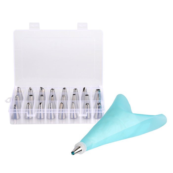 27 in 1 Cake Decorating Tips Kits, KinHom Professional 24 Stainless Steel Icing Tips Nozzles Set Tools and 1 Reusable... N2