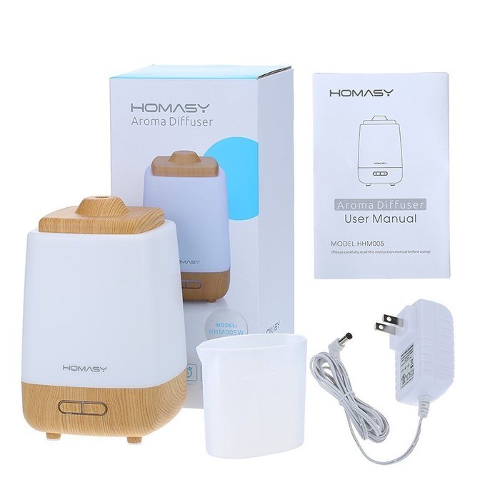 Scenic 200ml Aroma Essential Oil Diffuser in Wood Grain with 7 Color LED Lights Changing for Spa Home Office N7