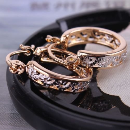 Hollow design engagement 18K Gold Platinum filled modish Huggie earring N2