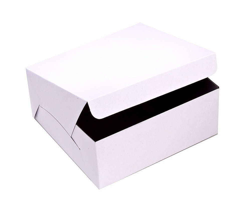 SafePro 10103, 10x10x3-Inch Cardboard Cake Boxes, Take Out Disposable Paper Cake Pie Containers, Wholesale White...