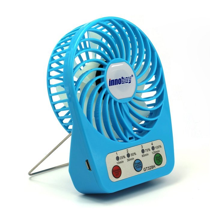 Innobay&reg; Mini Handy Portable Rechargeable Fan Operated by Built-in Lithium Battery, 7 blades, 4 Speeds of Air... N28